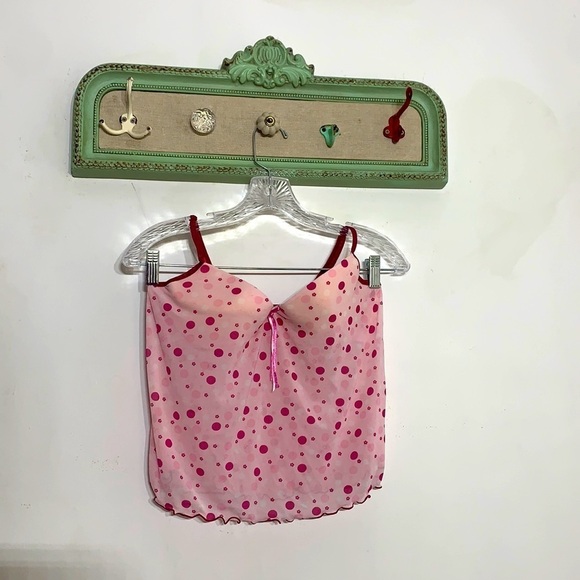 Vintage Other - Vintage Donna Lauren pink polkadot flower Cami nighty top 36C cup pink